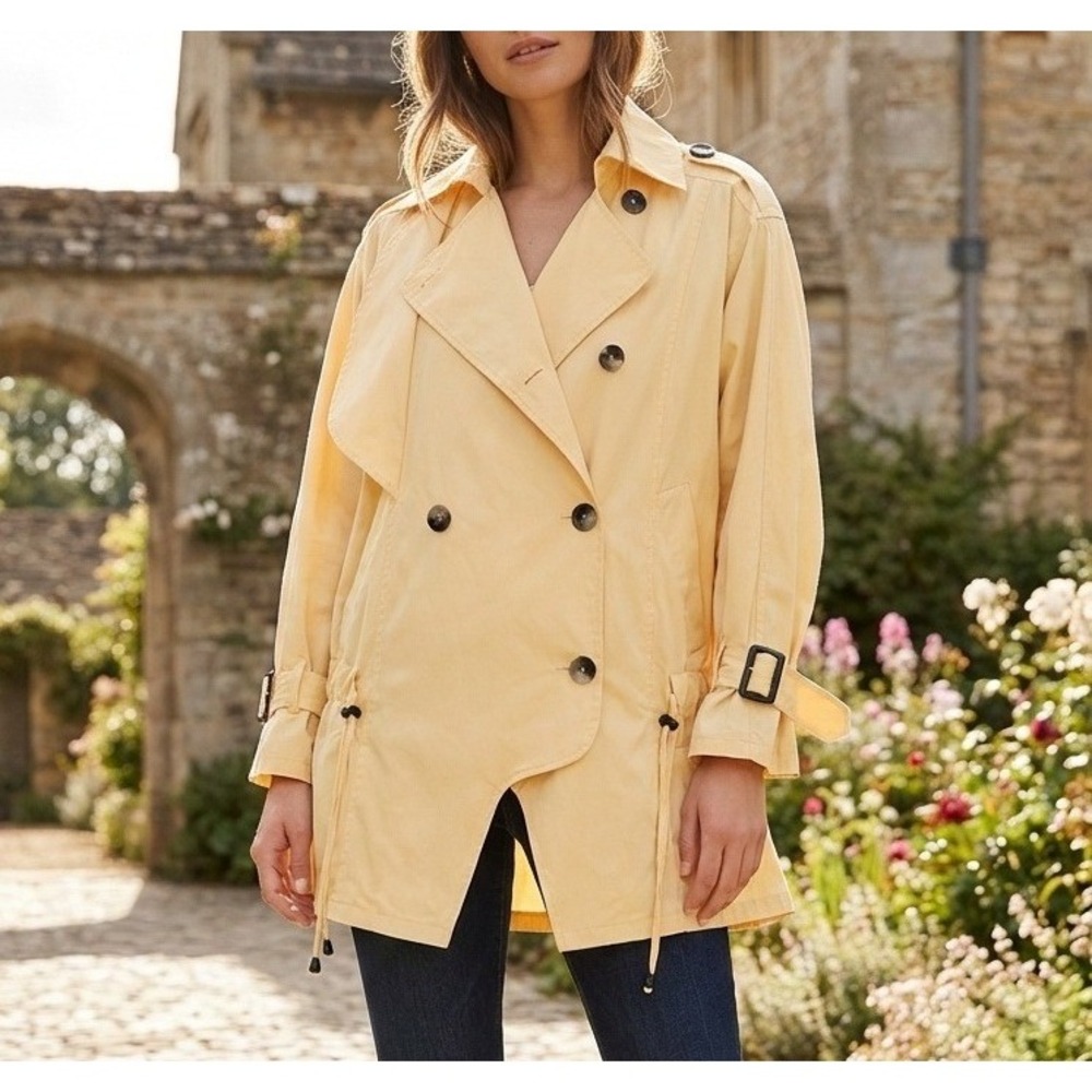 Lindi Trench‎ Jacket Women's Size L Double Breasted Outdoor Beige NWT J3205W-13C